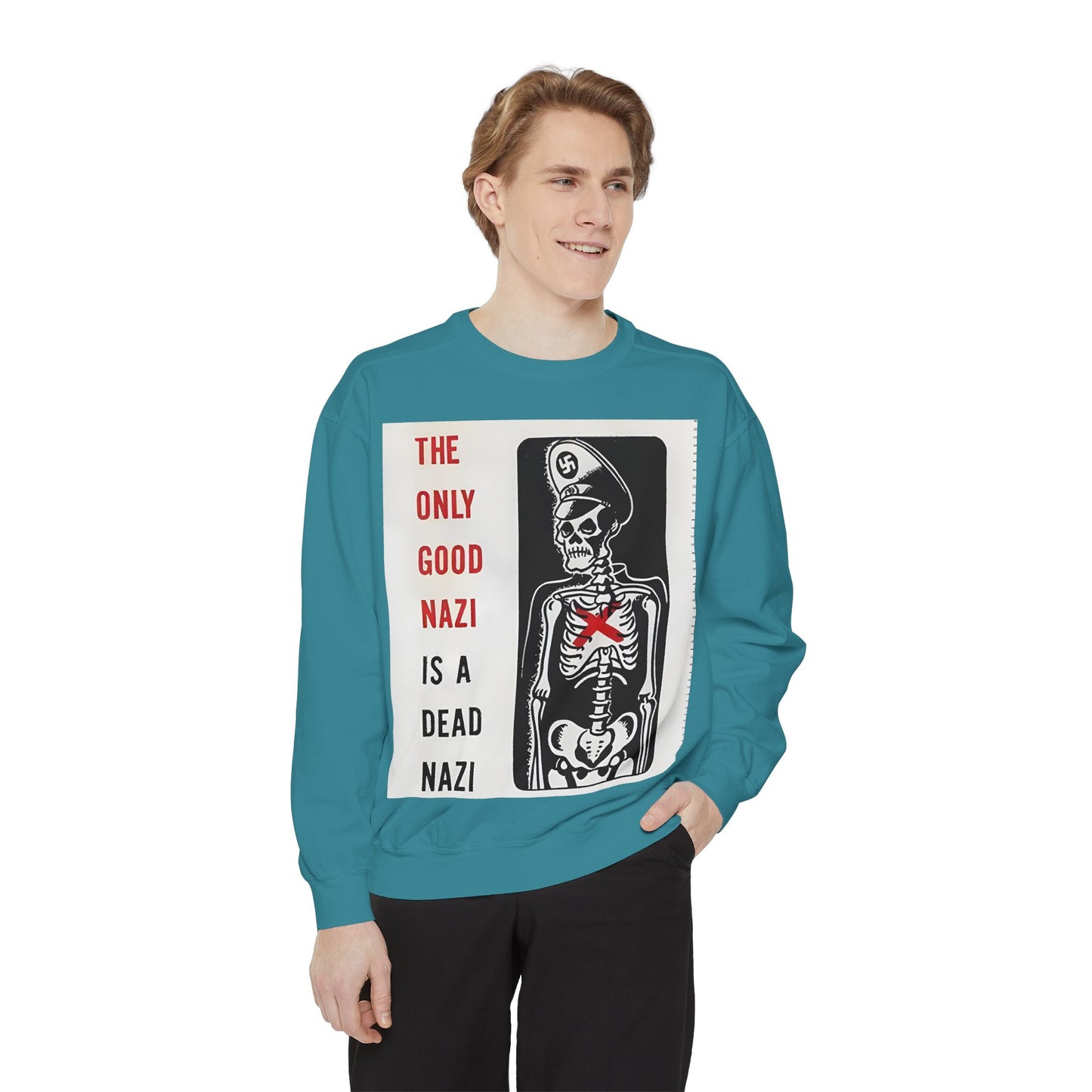 Vintage Poster Anti Nazi Garment-Dyed Sweatshirt