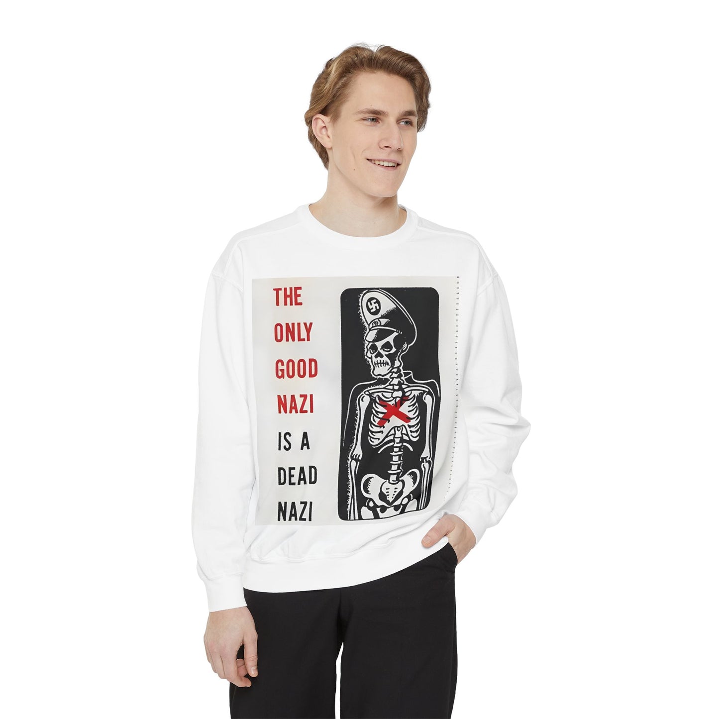 Vintage Poster Anti Nazi Garment-Dyed Sweatshirt