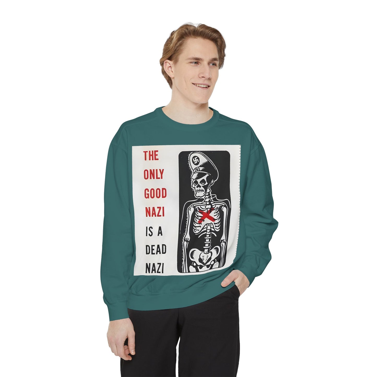 Vintage Poster Anti Nazi Garment-Dyed Sweatshirt
