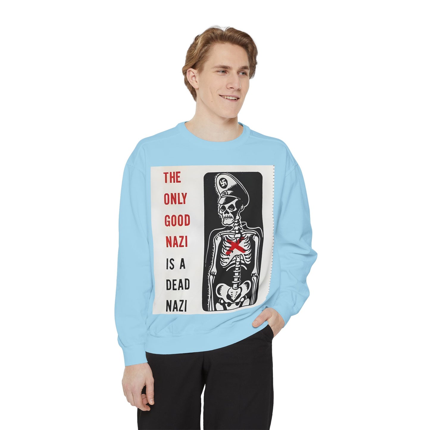 Vintage Poster Anti Nazi Garment-Dyed Sweatshirt