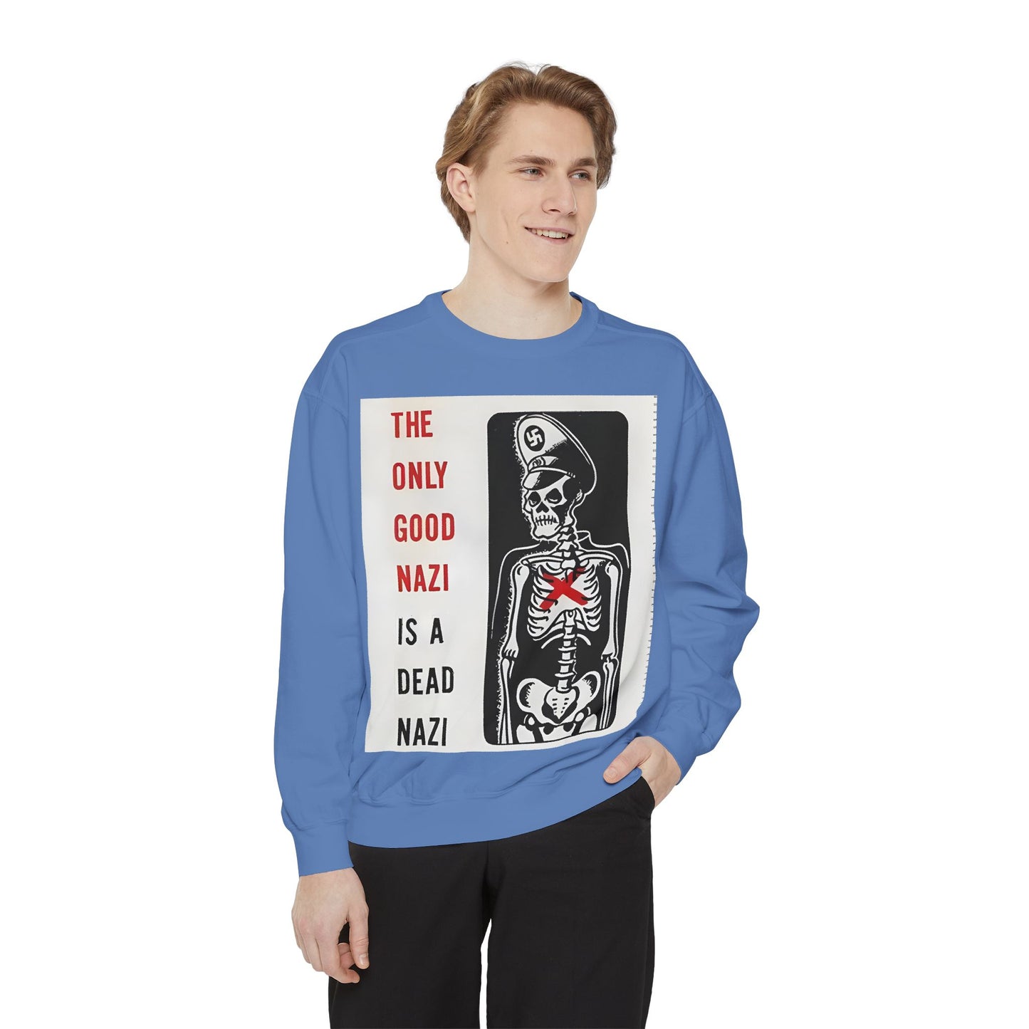 Vintage Poster Anti Nazi Garment-Dyed Sweatshirt