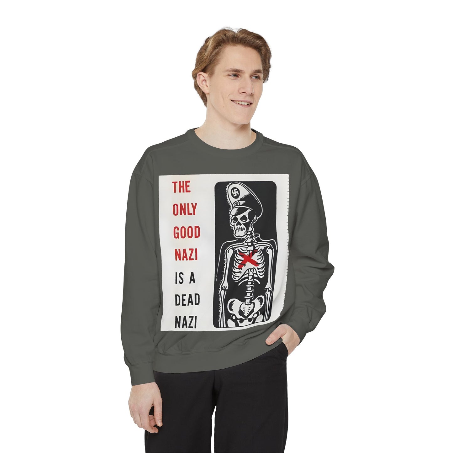 Vintage Poster Anti Nazi Garment-Dyed Sweatshirt