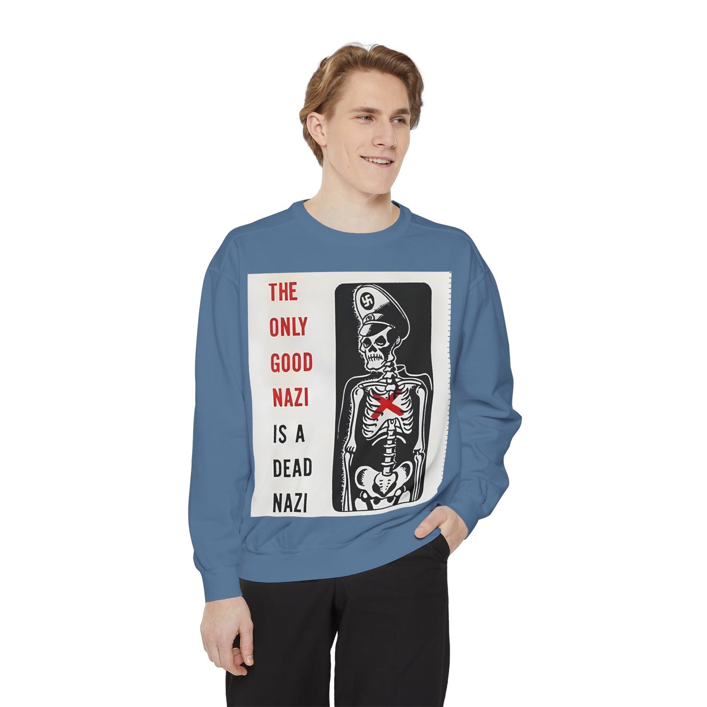 Vintage Poster Anti Nazi Garment-Dyed Sweatshirt