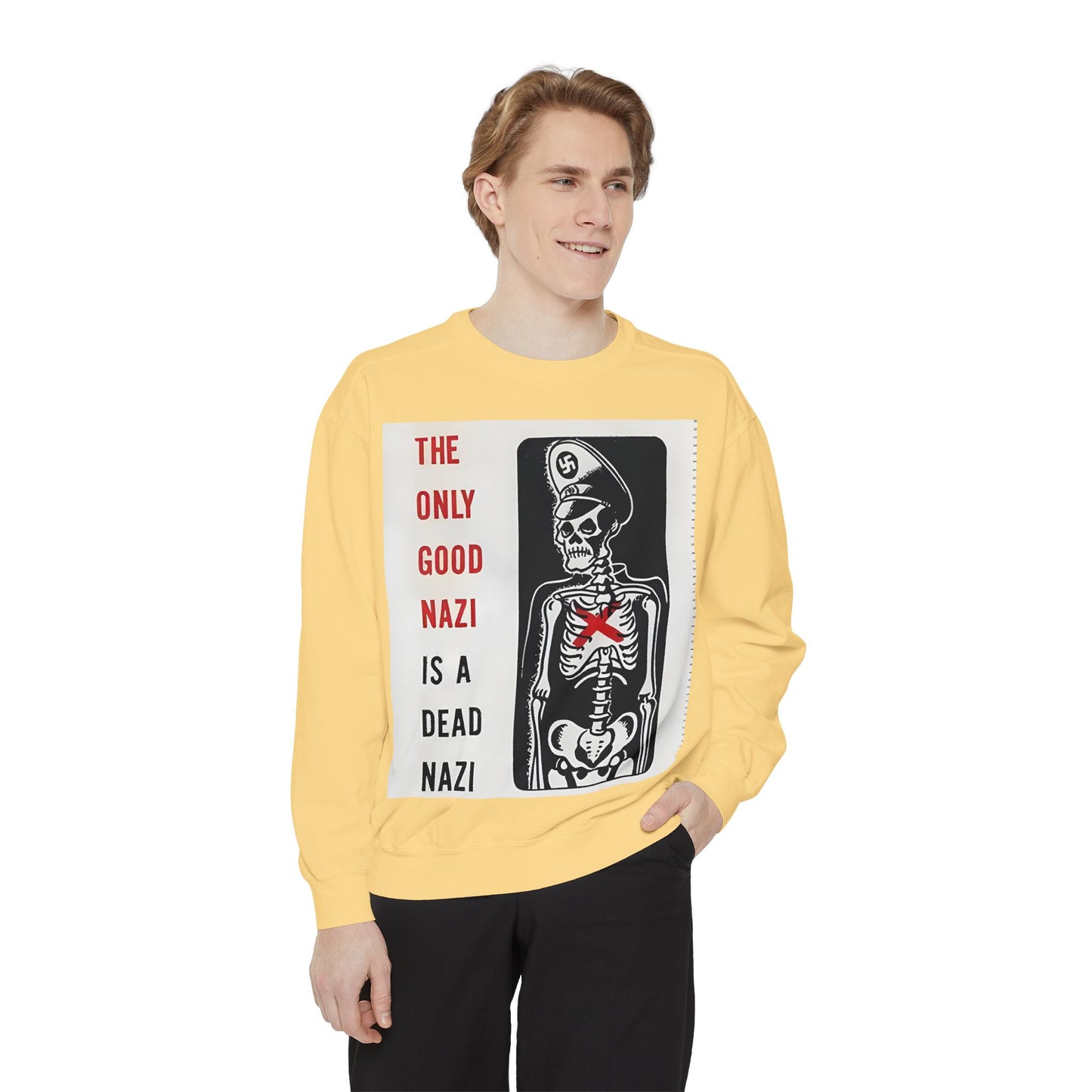 Vintage Poster Anti Nazi Garment-Dyed Sweatshirt