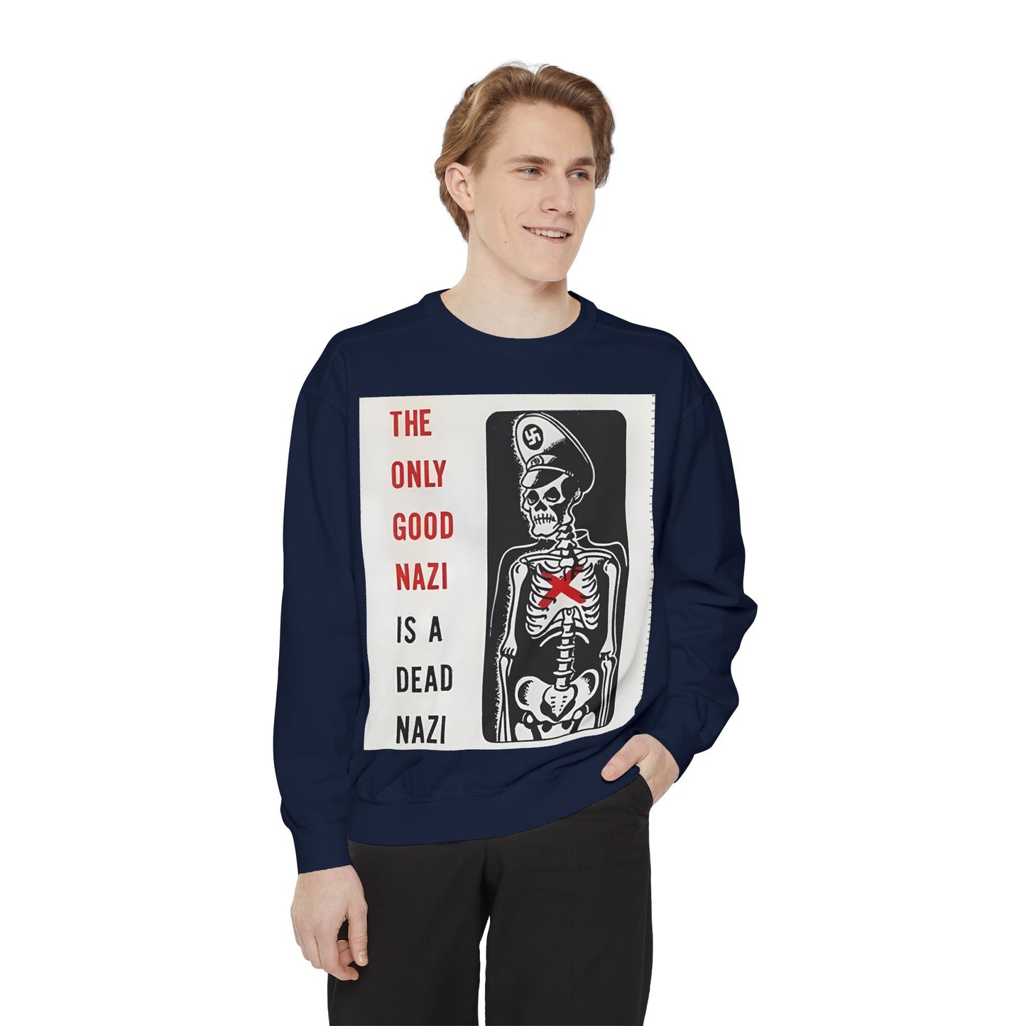 Vintage Poster Anti Nazi Garment-Dyed Sweatshirt