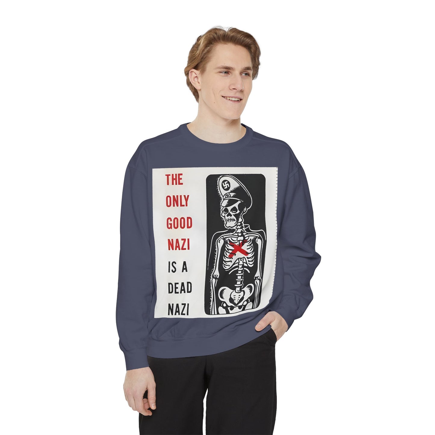 Vintage Poster Anti Nazi Garment-Dyed Sweatshirt